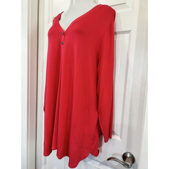 Susan Graver Hot Pink Sweater Button Front Knit Duster Cardigan Plus Size 4X - Picture 2 of 9